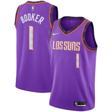 Load image into Gallery viewer, 1-Devin Booker Phoenix Suns 2018-19 Swingman Jersey – City Edition – Purple