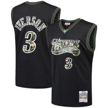 Load image into Gallery viewer, 3-Allen Iverson Philadelphia 76ers  Straight Fire Camo Swingman Jersey – Black