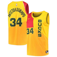 Load image into Gallery viewer, 34-Giannis Antetokounmpo Milwaukee Bucks  Swingman Jersey – City Edition – Yellow