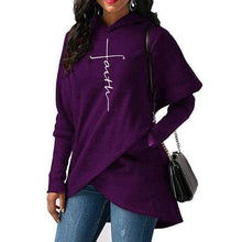 Load image into Gallery viewer, Autumn Hoodies Sweatshirts Women Long Sleeve Faith Embroidery Warm