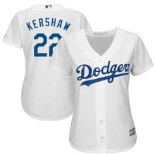 Load image into Gallery viewer, Clayton Kershaw Los Angeles Dodgers Majestic Women's Cool Base Player Jersey - White/Royal