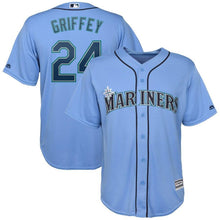 Load image into Gallery viewer, Ken Griffey Jr. Seattle Mariners Majestic Alternate Official Cool Base Replica Player Jersey - Cream/Light Blue