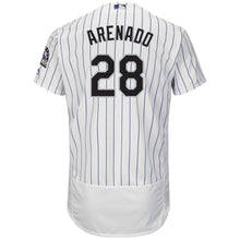 Load image into Gallery viewer, Nolan Arenado Colorado Rockies Majestic Home Flex Base Collection Player Jersey - White/Purple