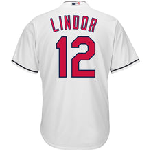 Load image into Gallery viewer, Francisco Lindor Cleveland Indians Majestic Home Big &amp; Tall Cool Base Player Jersey - White
