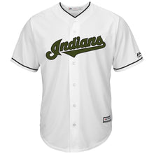 Load image into Gallery viewer, Francisco Lindor Cleveland Indians Majestic 2018 Memorial Day Cool Base Player Jersey - White
