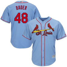 Load image into Gallery viewer, Harrison Bader St. Louis Cardinals Majestic Alternate Official Cool Base Jersey - Light Blue/White