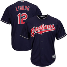 Load image into Gallery viewer, Francisco Lindor Cleveland Indians Majestic Alternate 2019 Cool Base Player Jersey – Scarlet/Navy