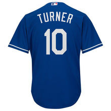 Load image into Gallery viewer, Justin Turner Los Angeles Dodgers Majestic Official Cool Base Player Jersey - White/Royal