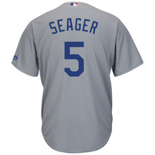 Load image into Gallery viewer, Corey Seager Los Angeles Dodgers Majestic Official Cool Base Player Jersey - White/Grey