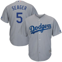 Load image into Gallery viewer, Corey Seager Los Angeles Dodgers Majestic Official Cool Base Player Jersey - White/Grey
