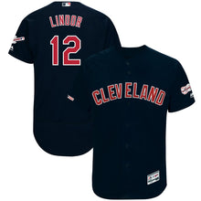 Load image into Gallery viewer, Francisco Lindor Cleveland Indians Majestic Alternate 2019 All-Star Game Patch Flex Base Player Jersey – Navy