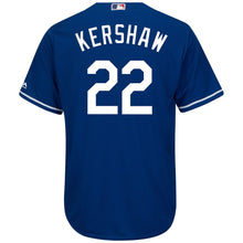 Load image into Gallery viewer, Clayton Kershaw Los Angeles Dodgers Majestic Big &amp; Tall Alternate Cool Base Replica Player Jersey - Royal/White