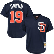 Load image into Gallery viewer, Tony Gwynn San Diego Padres Mitchell &amp; Ness Cooperstown Mesh Batting Practice Jersey - Navy