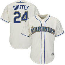 Load image into Gallery viewer, Ken Griffey Jr. Seattle Mariners Majestic Alternate Official Cool Base Replica Player Jersey - Cream/Light Blue