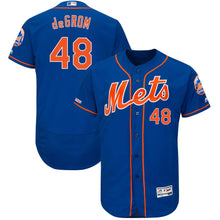 Load image into Gallery viewer, Jacob deGrom New York Mets Majestic Collection Flex Base Player Jersey – Royal/White