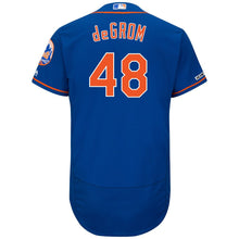 Load image into Gallery viewer, Jacob deGrom New York Mets Majestic Collection Flex Base Player Jersey – Royal/White